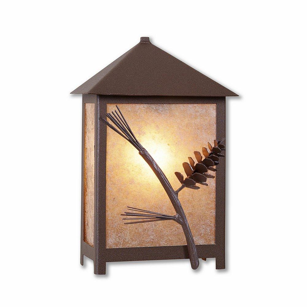 Hudson Sconce Large - Pine Cone - Almond Mica Shade - Rustic Brown Finish