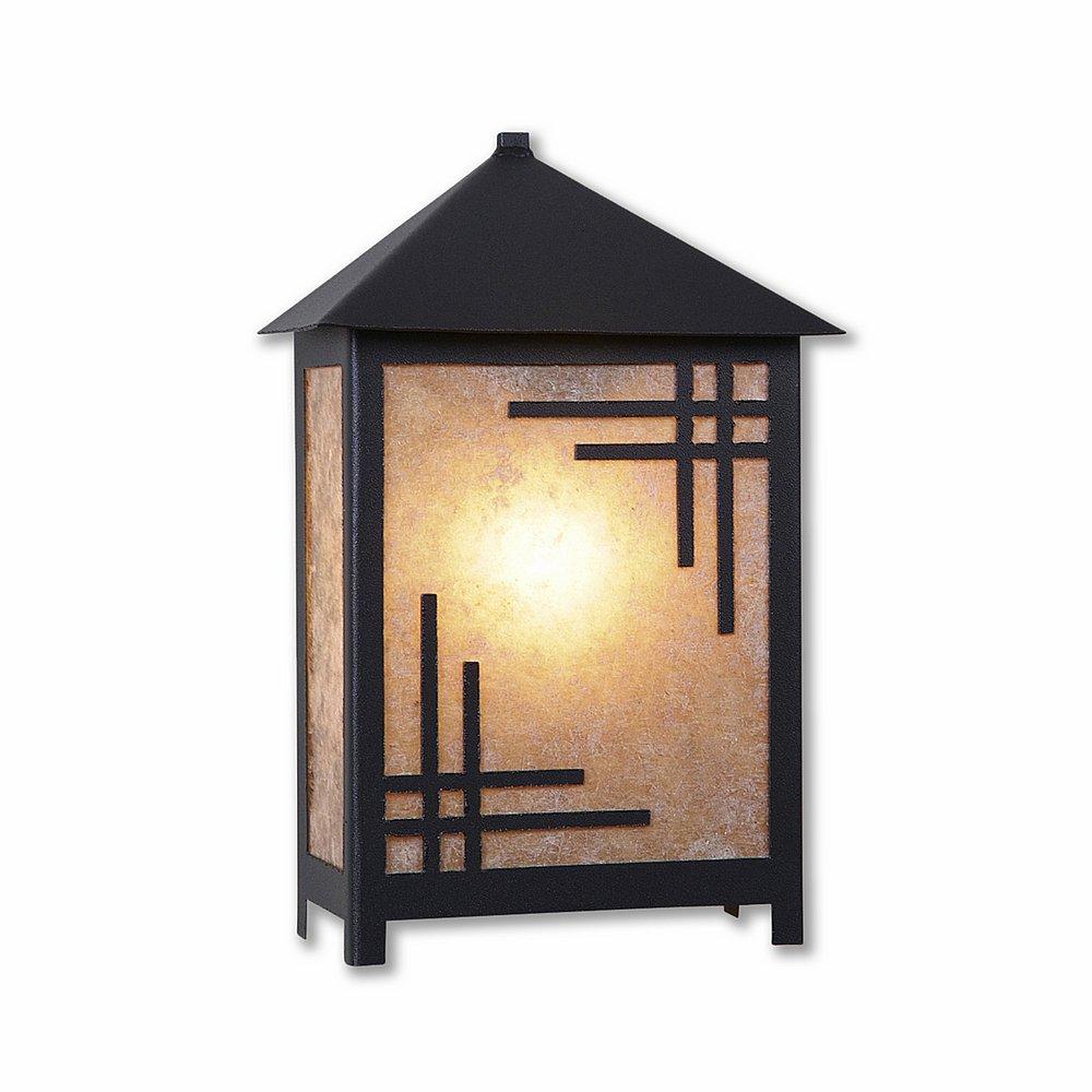 Hudson Sconce Large - Northland - Almond Mica Shade - Black Iron Finish