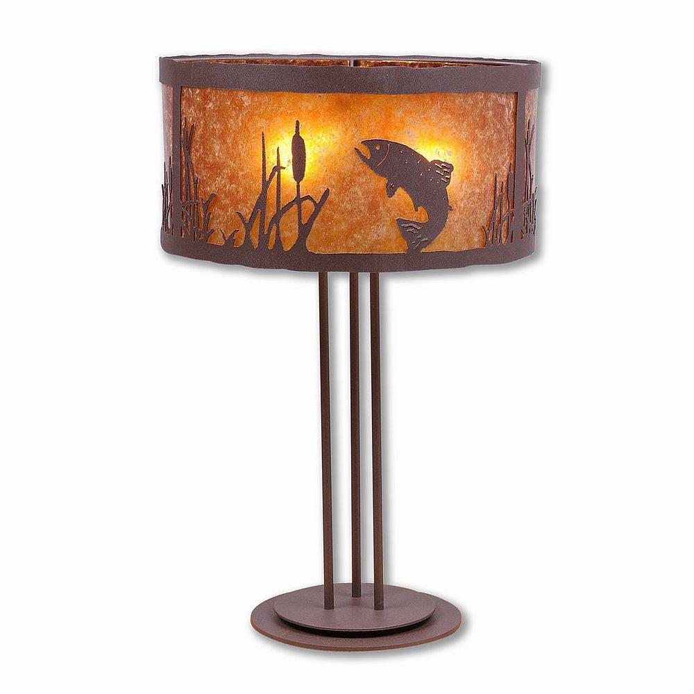 Kincaid Table Lamp - Trout - Amber Mica Shade - Rustic Brown Finish