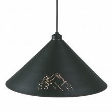 Avalanche Ranch Lighting A24345BC-97 - Canyon Pendant Large - Mountain-Pine Tree Cutouts - Black Iron Finish - Black Cord