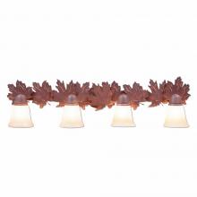 Avalanche Ranch Lighting A32405TT-02 - Lakeside Quad Bath Vanity Light - Maple Leaf - Two-Toned Amber Cream Bell Glass - Rust Patina Finish