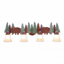 Avalanche Ranch Lighting A32426TT-04 - Lakeside Quad Bath Vanity Light - Bear - Two-Toned Amber Cream Bell Glass - Pine Tree Green