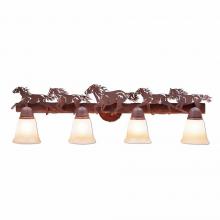 Avalanche Ranch Lighting A32437TT-02 - Lakeside Quad Bath Vanity Light - Horse - Two-Toned Amber Cream Bell Glass - Rust Patina Finish