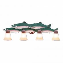 Avalanche Ranch Lighting A32481TT-05 - Lakeside Quad Bath Vanity Light - Trout - Two-Toned Amber Cream Bell Glass - Fish Stain