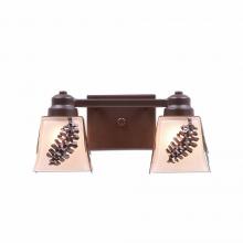 Avalanche Ranch Lighting A36240TS-28 - Woodland Double Bath Vanity Light - Spruce Cone - Tea Stain Glass Bowl - Dark Bronze Metallic Finish