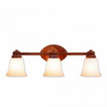 Avalanche Ranch Lighting A38701TT-02 - Sienna Triple Bath Vanity Light - Rustic Plain - Two-Toned Amber Cream Bell Glass