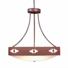 Avalanche Ranch Lighting A42184FC-HR-02 - Ridgemont Chandelier Medium - Bowl Bottom - Pueblo - Frosted Glass Bowl - Rust Patina Finish