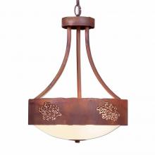 Avalanche Ranch Lighting A44448-02 - Ridgemont Foyer Chandelier Medium - Cedar Bough Cutout - Frosted Glass Bowl - Rust Patina Finish