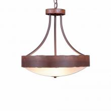 Avalanche Ranch Lighting A44601FC-HR-02 - Ridgemont Foyer Chandelier Large Short - Bowl Bottom - Rustic Plain - Frosted Glass Bowl