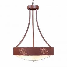 Avalanche Ranch Lighting A45148FC-HR-02 - Ridgemont Foyer Chandelier Large Tall - Bowl Bottom - Cedar Bough Cutout - Frosted Glass Bowl