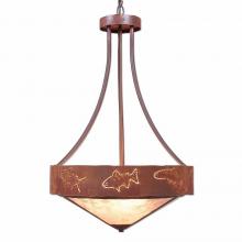 Avalanche Ranch Lighting A45162AL-HR-02 - Ridgemont Foyer Chandelier Large Tall - Shade Bottom - Fish Cutout - Almond Mica Shade