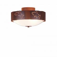 Avalanche Ranch Lighting A47862FC-02 - Ridgemont Close-to-Ceiling Medium - Fish Cutout - Frosted Glass Bowl - Rust Patina Finish