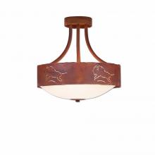 Avalanche Ranch Lighting A48839FC-02 - Ridgemont Semi-Flush Medium - Bison - Frosted Glass Bowl - Rust Patina Finish