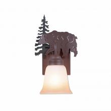 Avalanche Ranch Lighting H14126TT-74 - Wasatch Single Sconce - Bear - Two-Toned Amber Cream Bell Glass - Forest/Cedar Green