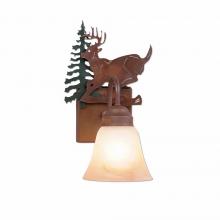 Avalanche Ranch Lighting H14130AS-03 - Wasatch Single Sconce - Mountain Deer - Marbled Amber Swirl Bell Glass - Cedar Green