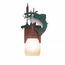 Avalanche Ranch Lighting H14181ET-05 - Wasatch Single Sconce - Trout - Two-Toned Amber Egg Bell Glass - Fish Stain-Rust Patina base Finish