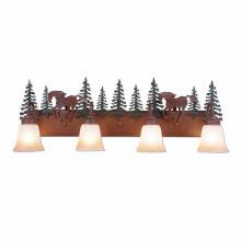 Avalanche Ranch Lighting H32435TT-03 - Wasatch Quad Bath Vanity Light - Mountain Horse - Two-Toned Amber Cream Bell Glass - Cedar Green