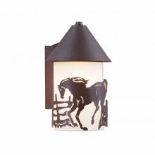 Avalanche Ranch Lighting H51135FC-27 - Cedarline Sconce - Mountain Horse - Frosted Glass Bowl - Rustic Brown Finish