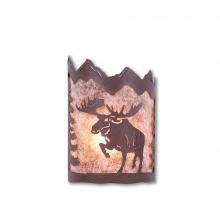 Avalanche Ranch Lighting M13222AL-27 - Cascade Sconce Small - Alaska Moose - Almond Mica Shade - Rustic Brown Finish