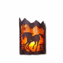 Avalanche Ranch Lighting M13235AM-27 - Cascade Sconce Small - Mountain Horse - Amber Mica Shade - Rustic Brown Finish