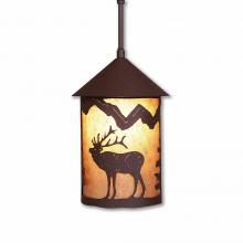 Avalanche Ranch Lighting M24533AL-ST-27 - Cascade Pendant Medium - Mountain Elk - Almond Mica Shade - Rustic Brown Finish - Adjustable Stem