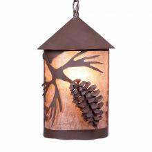 Avalanche Ranch Lighting M24640AL-CH-27 - Cascade Pendant Large - Spruce Cone - Almond Mica Shade - Rustic Brown Finish - Chain