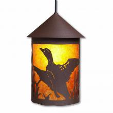 Avalanche Ranch Lighting M24664AM-ST-27 - Cascade Pendant Large - Loon - Amber Mica Shade - Rustic Brown Finish - Adjustable Stem