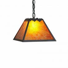 Avalanche Ranch Lighting M26301AM-CH-47 - Rocky Mountain Pendant Small - Rustic Plain - Amber Mica Shade - Forest Green / Cedar Green Finish