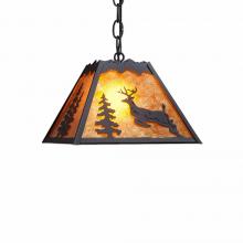 Avalanche Ranch Lighting M26321AM-CH-97 - Rocky Mountain Pendant Small - Valley Deer - Amber Mica Shade - Black Iron Finish - Chain