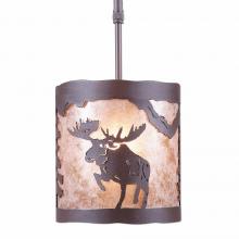 Avalanche Ranch Lighting M29122AL-ST-27 - Kincaid Pendant Small - Alaska Moose - Almond Mica Shade - Rustic Brown Finish - Adjustable Stem