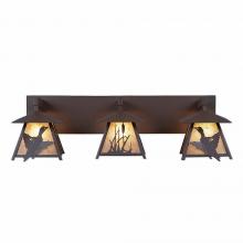 Avalanche Ranch Lighting M35364AL-27 - Smoky Mountain Triple Bath Vanity Light - Loon - Almond Mica Shade - Rustic Brown Finish