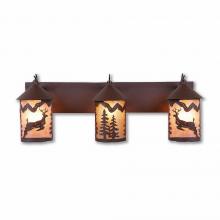 Avalanche Ranch Lighting M38321AL-27 - Cascade Triple Bath Vanity Light - Valley Deer - Almond Mica Shade - Rustic Brown Finish