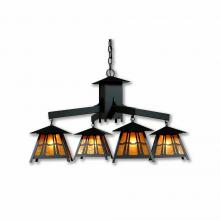 Avalanche Ranch Lighting M41472AM-97 - Smoky Mountain 4 Light Chandelier - Eastlake - Amber Mica Shade - Black Iron Finish