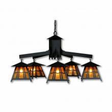 Avalanche Ranch Lighting M41572AM-97 - Smoky Mountain 5 Light Chandelier - Eastlake - Amber Mica Shade - Black Iron Finish