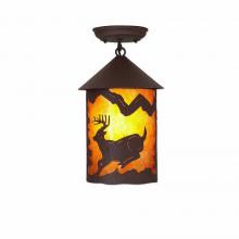 Avalanche Ranch Lighting M48530AM-27 - Cascade Close-to-Ceiling Medium - Mountain Deer - Amber Mica Shade - Rustic Brown Finish