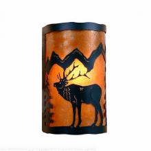 Avalanche Ranch Lighting M51833AM-97 - Cascade Exterior Sconce - Mountain Elk - Amber Mica Shade - Black Iron Finish