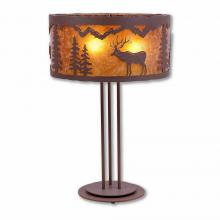 Avalanche Ranch Lighting M69223AM-27 - Kincaid Table Lamp - Valley Elk - Amber Mica Shade - Rustic Brown Finish