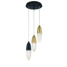 Eurofase Blue US 43858-046 - Ecrou 3 Light Chandelier in Mixed Black + Brass