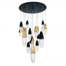 Eurofase Blue US 43860-043 - Ecrou 22 Light Chandelier in Mixed Black + Brass