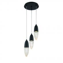 Eurofase Blue CA 43858-022 - Ecrou 3 Light Chandelier in Black