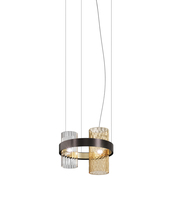 Vistosi ARMON SP 50 CRAM N_O E12 UL - Armonia Suspension 50 Crystal Amber Matt Black Nickel_Matt Gold 3 E12 UL