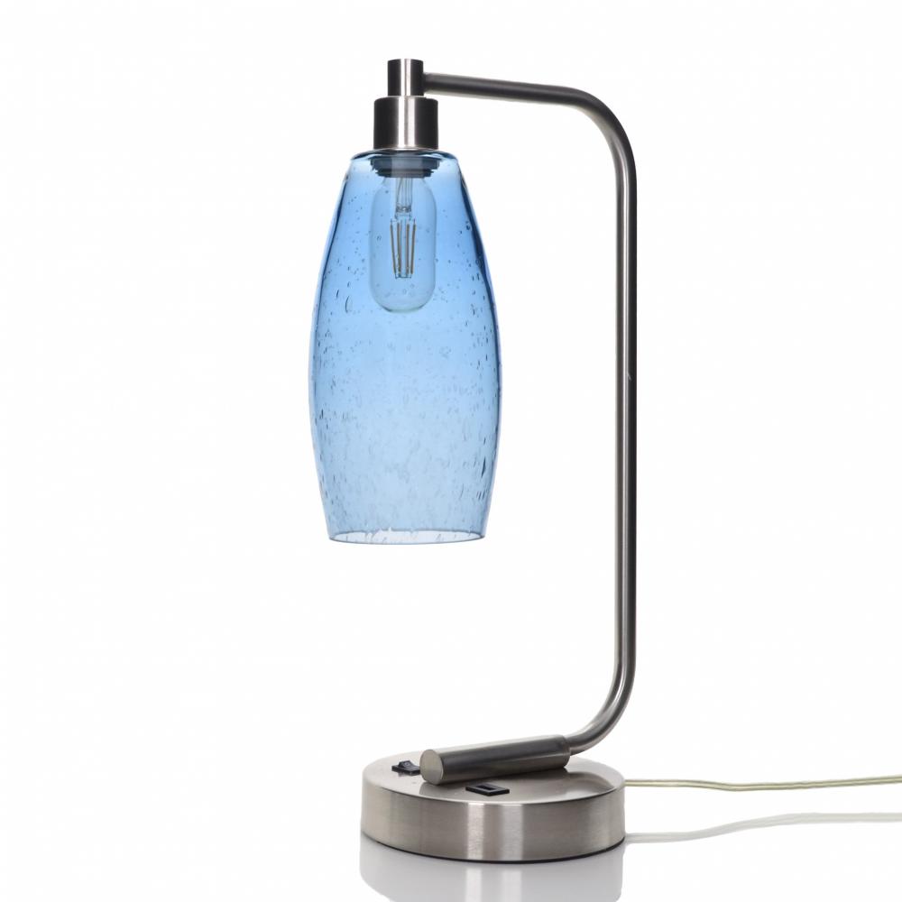 147 Lunar: Table Lamp - Steel Blue / Brushed Nickel