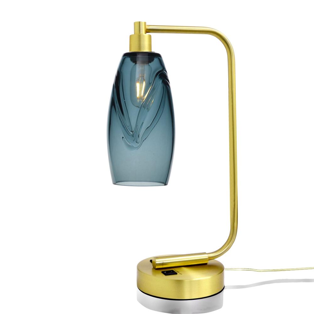 147 Swell: Table Lamp - Slate Gray / Satin Brass