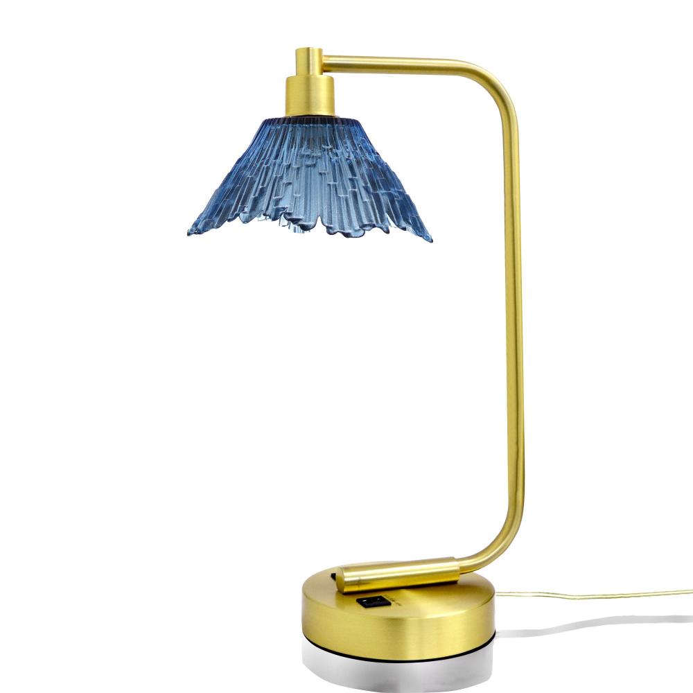 212 Summit: Table Lamp - Steel Blue / Satin Brass