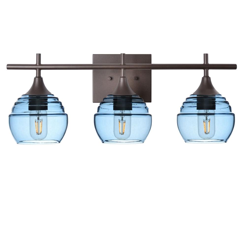 301 Lucent: 3 Light Wall Vanity - Steel Blue / Dark Bronze