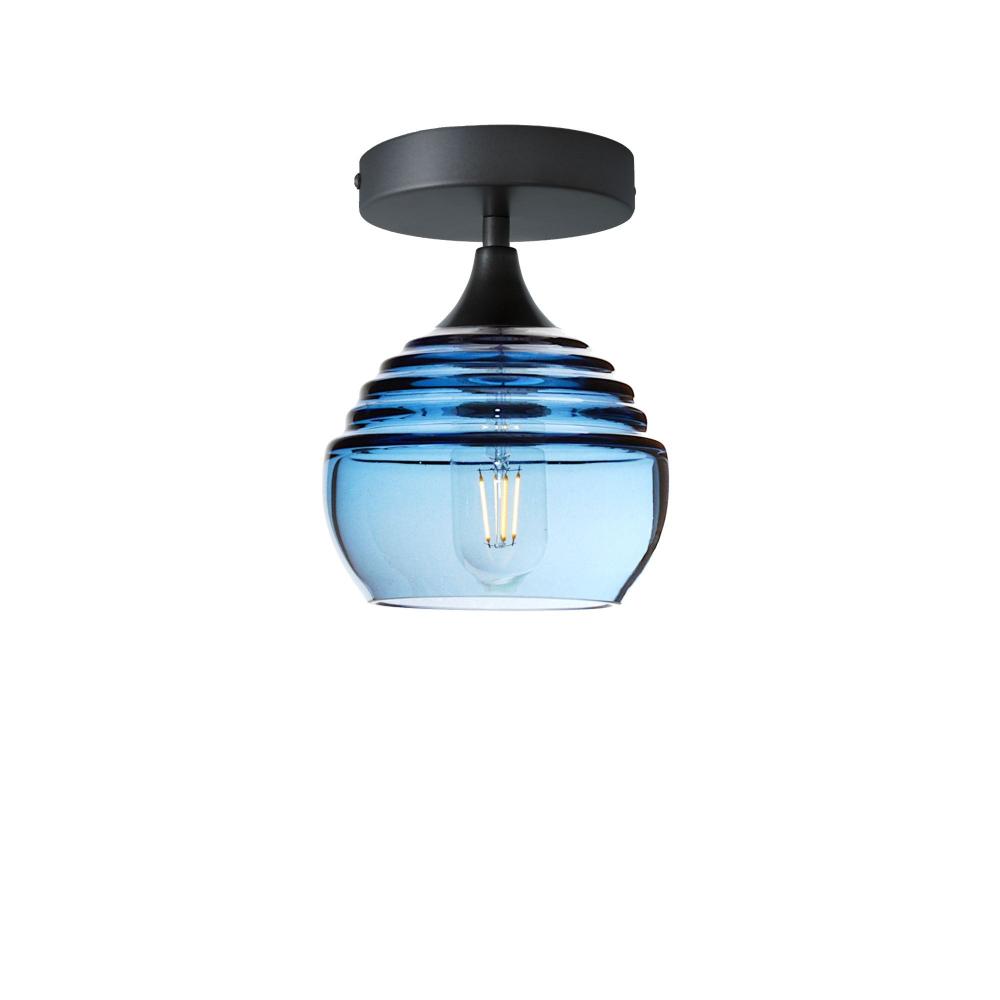 301 Lucent: Semi Flush Light - Steel Blue / Antique Bronze