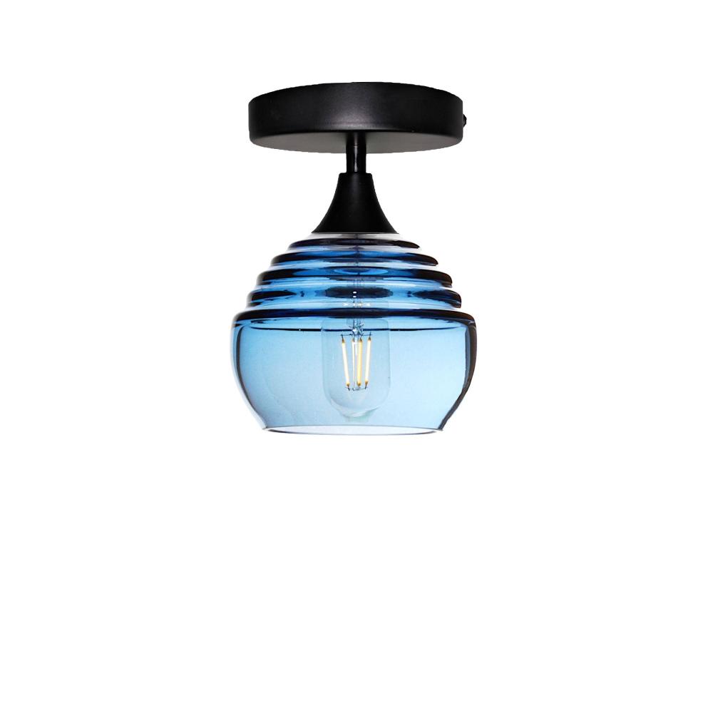 301 Lucent: Semi Flush Light - Steel Blue / Matte Black