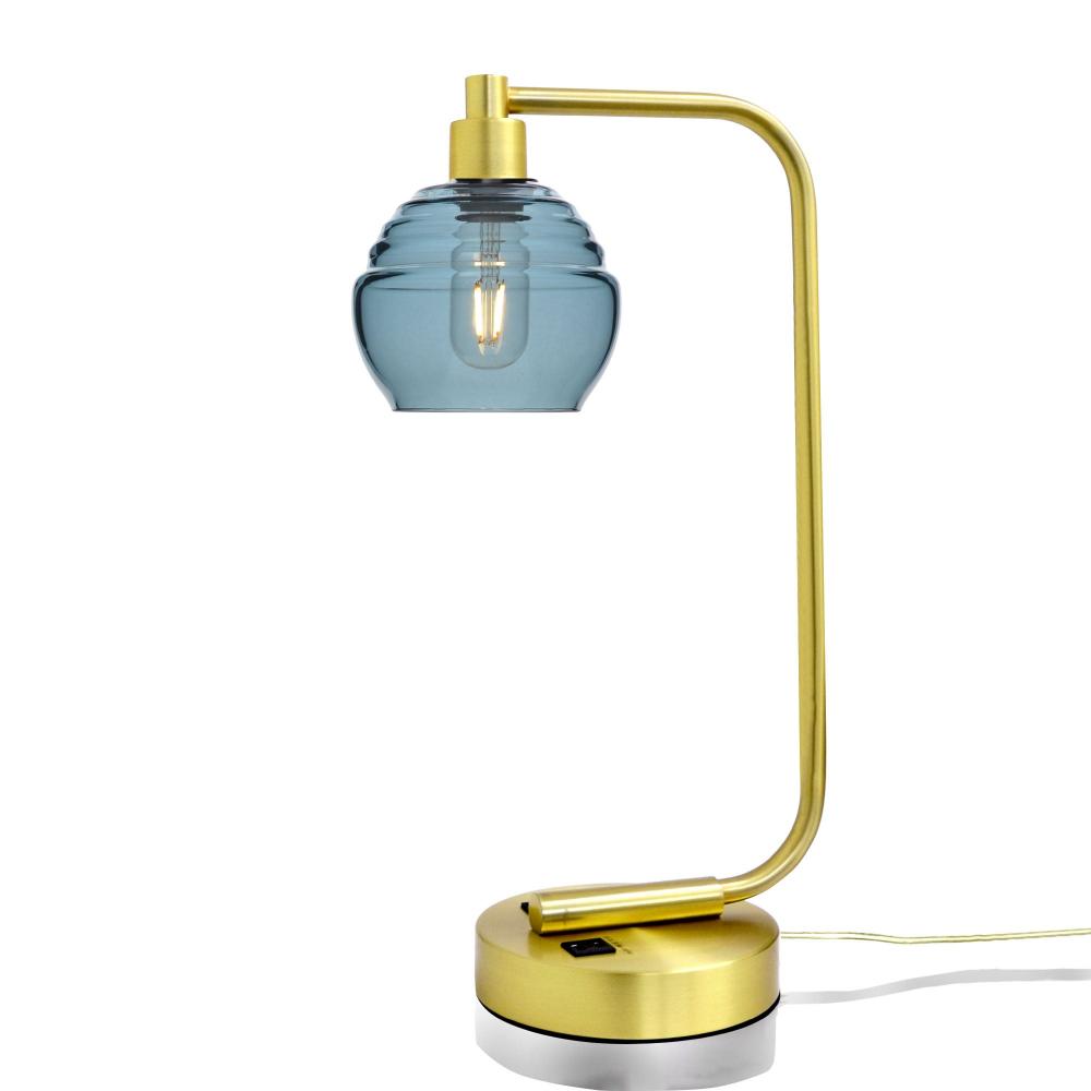 301 Lucent: Table Lamp - Slate Gray / Satin Brass