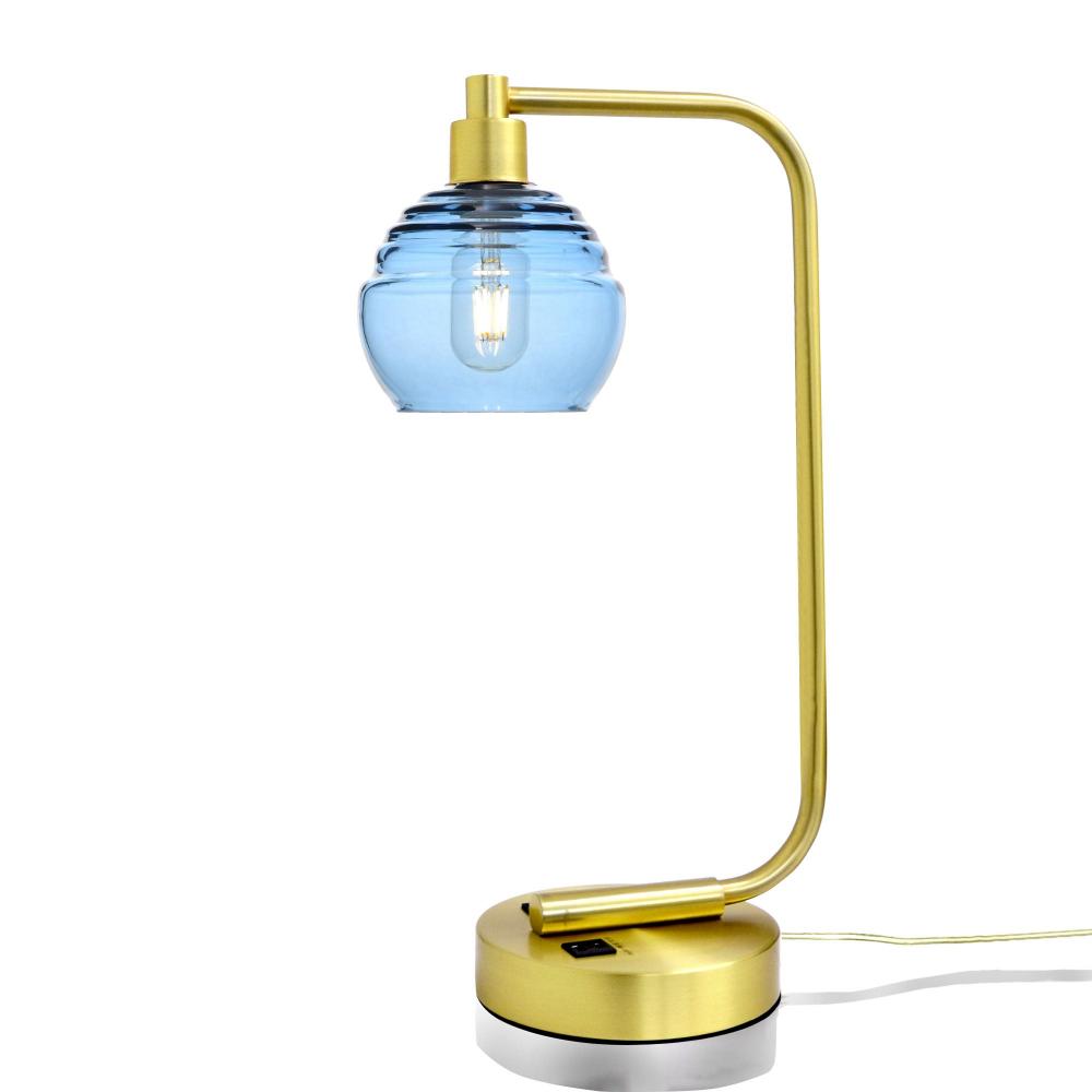 301 Lucent: Table Lamp - Steel Blue / Satin Brass