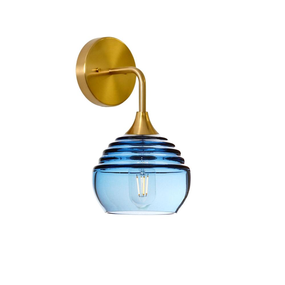 301 Lucent: Wall Sconce - Steel Blue / Polished Brass